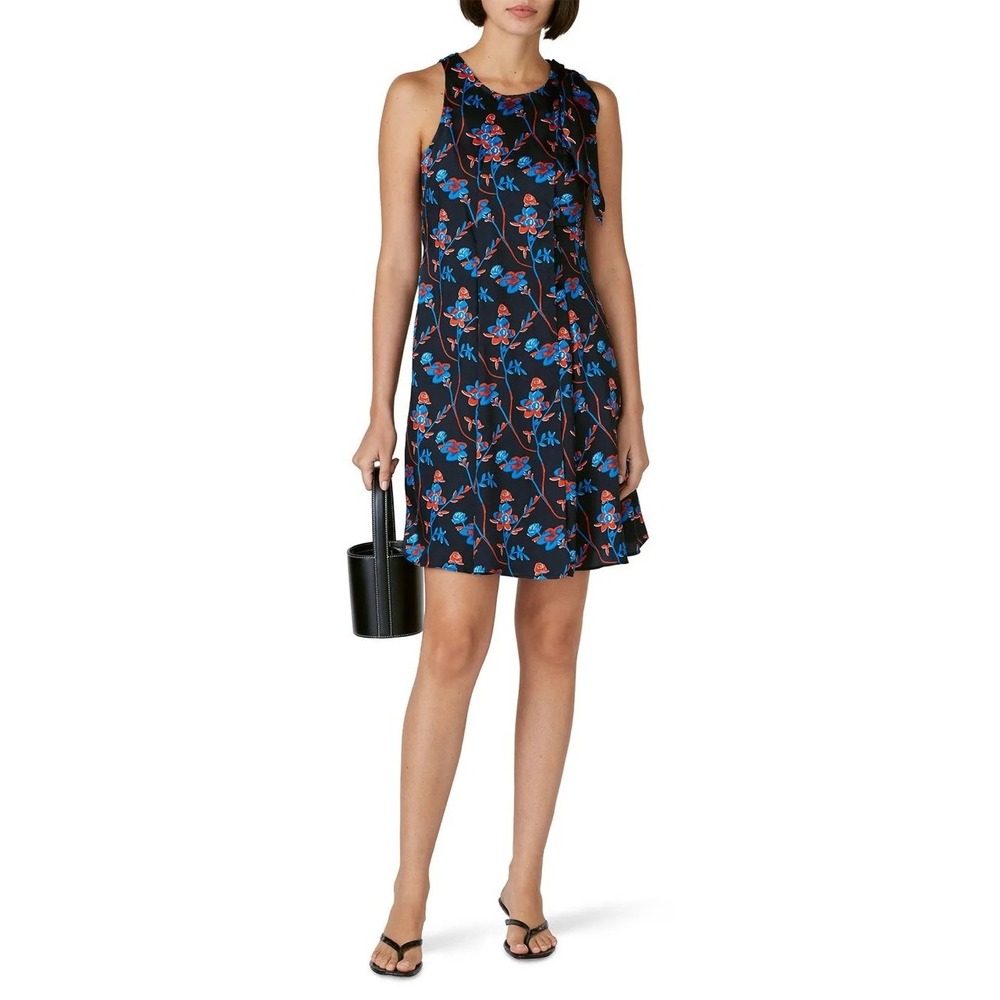 Thakoon Collective‎ Daisy Sleeveless Floral Print Shoulder Bow Mini Dress Size 6